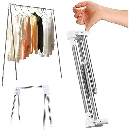 CLESUZ Portable Garment Rack Extra Compact and Lightweight, Foldable Mini Drying Clothe Rack for Travel, Camping, Laundry, Dance (Regular+2 Hangers) Foldable Clothes Hanger, Camping Laundry, Folding Clothes Rack, Outdoor Drying, Portable Clothes Rack, Garment Rack, Clothes Rail, Clothes Drying Racks, Wet Clothes