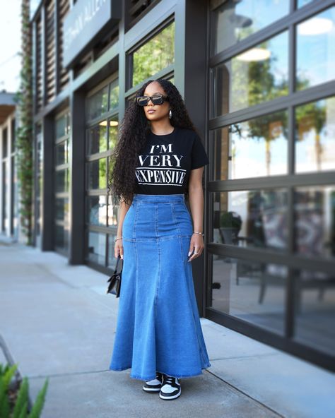 Fashion is all about expressing yourself without saying a word. 🤍⁠ ⁠ Shop this look at shopkosmios.com ⁠ ⁠ Search | TOO EXPENSIVE T-SHIRT | RIPPLE EFFECT MIDI SKIRT Israelite Fashion, Expressing Yourself, Modest Casual Outfits, Ripple Effect, Modest Clothing, Causual Outfits, Modest Fashion Outfits, Tshirt Outfits, Maxi Skirts