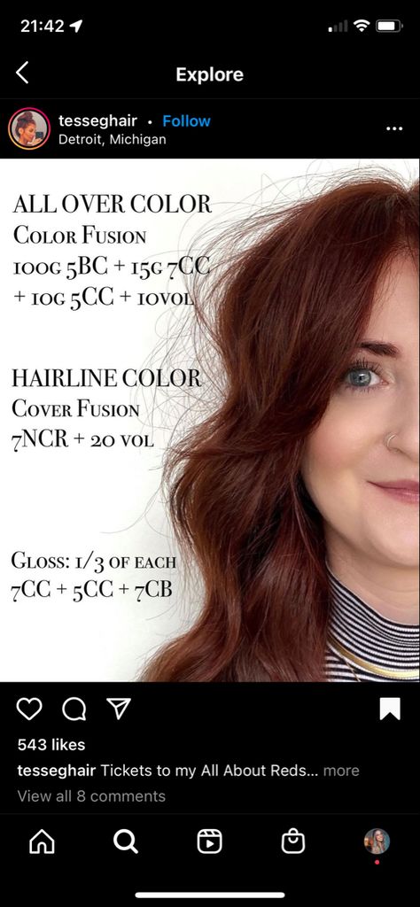 Redken Color Gels Red Formulas, Redken Red Brown Hair Color Formulas, Shades Eq Dark Red Formula, Harmony Beaus Hair, Redken Color Fusion Red Formulas, Brown Red Copper Formula, Redken Color Fusion Copper Formulas, Red Balayage Hair Formula, Auburn Redken Formula