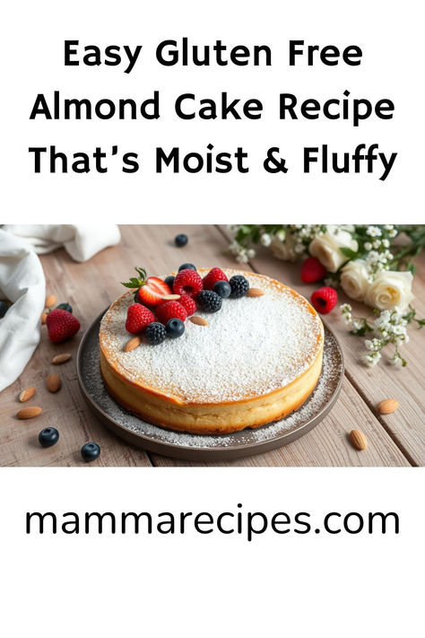 Bake this easy gluten-free almond cake in just 45 minutes! Perfectly moist, soft, and with a hint of lemon 🍋. A delicious dessert for family dinners or special diets. Gluten-free never tasted so good! Gluten Free Torte, Dessert For Family, Gluten Free Almond Cake, Gluten Free Lemon Cake, Gluten Free Cake Recipe, Almond Cake Recipe, Sponge Cakes, Decadent Chocolate Cake, Almond Cake