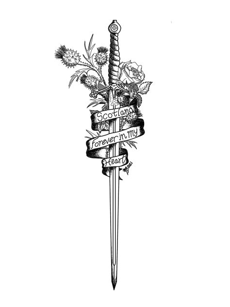 Tattoo dagger traditional  Scottish thistle claymore sword Scottish Designs Tattoo, Tattoos For Scotland, Scottish Claymore Tattoo, Claymore Tattoo Swords, Scotland Tattoo Ideas Small, Celtic Dagger Tattoo, Scottish Warrior Tattoo, Scottish Tattoos Men, Claymore Tattoo