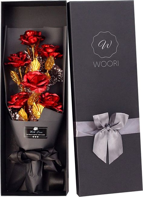 PRICES MAY VARY. ✔ 6 Elegant Golden Plated Foil and Exquisite Black Gift Box With a Ribbon ✔ Designed by WOORI in Boston, Made in China ✔ Valentine's day is coming! show your love, get your love, love forever. ✔ Art of flowers: It is a perfect gift for your lover, Mom or wife to show your real long love for her; A best gift for your mom to show your gratitude and love for her. ✔ A precious gift for her: the golden rose is a beautiful gift, with a beautiful box can be given as a gift to lovers, f Gold Roses Bouquet, One Year Anniversary Gifts, Gold Roses, Forever Gifts, Forever Rose, Roses Bouquet, Artificial Rose, Rose Gift, Anniversary Gifts For Wife