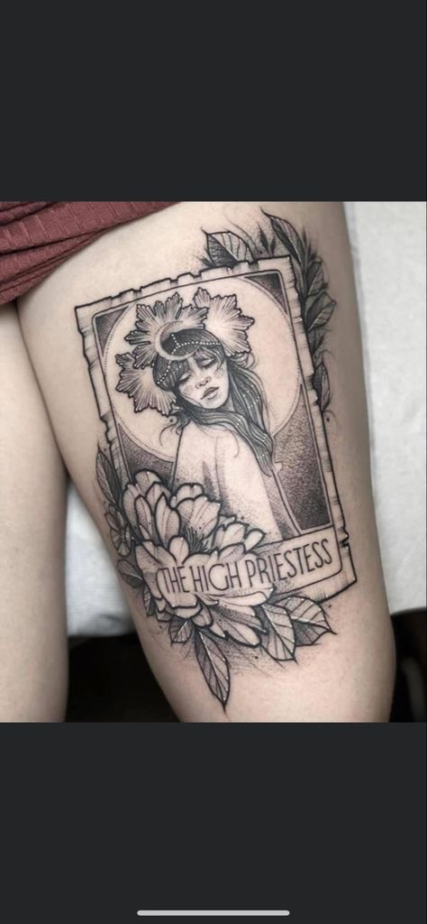 The High Priestess Tattoo, High Priestess Tarot Tattoo, Queen Of Swords Tattoo, High Priestess Tattoo, Priestess Tattoo, High Priestess Tarot, Tarot Card Tattoo, Tarot Tattoo, High Priestess