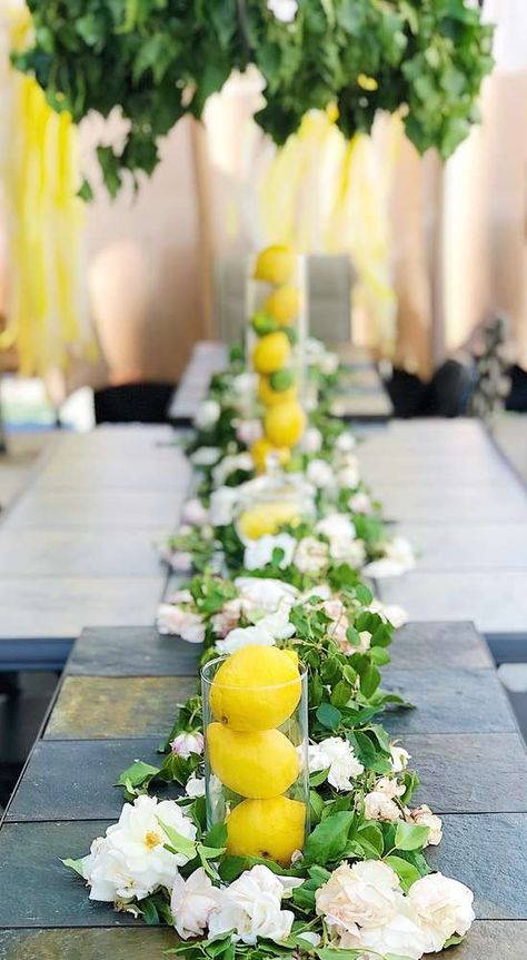 Lemon Themed Party, Lemon Centerpieces, Lemon Themed Bridal Shower, Baby Shower Party Ideas, Summer Baby Shower, Spring Baby Shower, Shower Party Ideas, Shower Inspiration, Baby Shower Photos