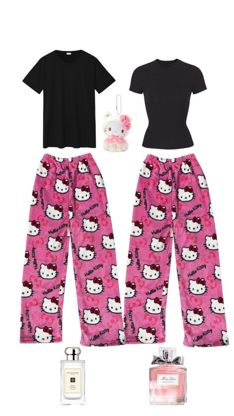 #matchingfits #bfgf Me And Him, Hello Kitty, Pajamas, Kitty, Pink, Black