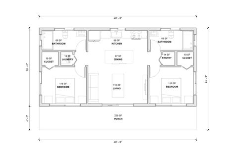 Adu Floor Plans 2 Bedroom, Adu House, Small Barn House, Guest House Plans, Small Barn, Tiny House Layout, Modern Barn House, House Layout, Small House Plan