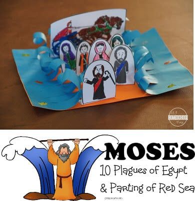 Moses Red Sea, Moses Craft, Free Sunday School Lessons, Crossing The Red Sea, 10 Plagues, Plagues Of Egypt, Kids Sunday School Lessons, Bible Story Crafts, Sunday School Crafts For Kids