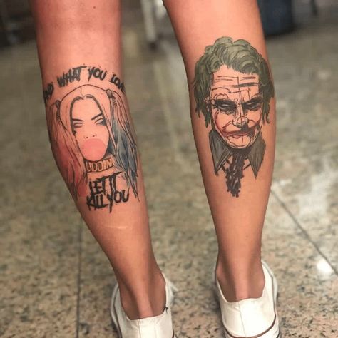 Best Harley Quinn Tattoo Ideas - The Current Trend of Making Harley Quinn Tattoo - PositiveFox.com Joker Tattoo Ideas, Forearm Wing Tattoo, Joker And Harley Tattoo, Sarah Tattoo, Couple Disney, Him And Her Tattoos, Partner Tattoos, Harley Tattoos, Tiger Tattoo Sleeve