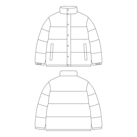 Big Jacket Drawing Reference, Apre Ski, Vector Graph, Jacket Drawing, Design Outline, Clothing Templates, Flat Drawings, Illustration Flat, Technical Drawings