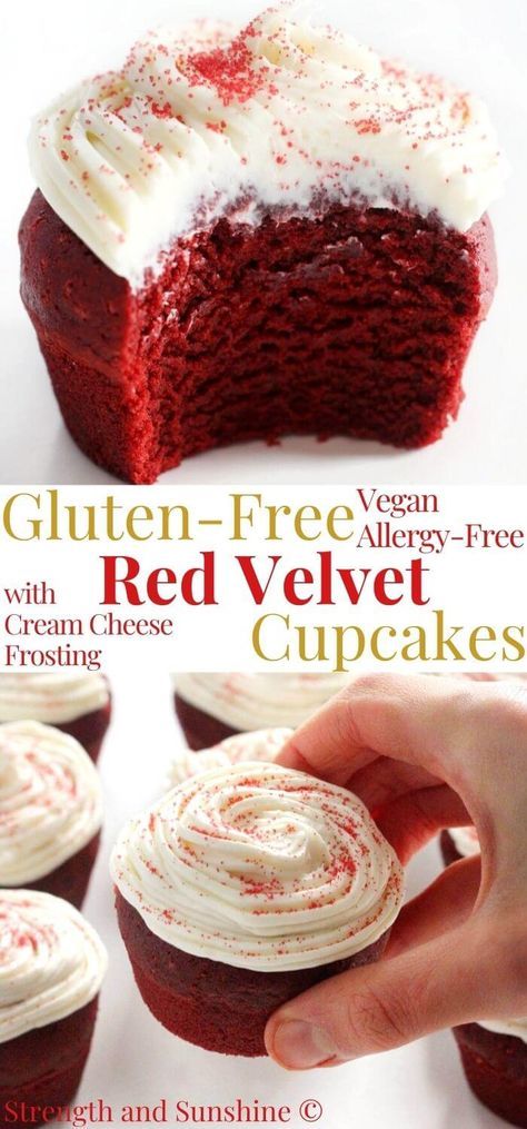 Best Dairy Free Dessert Recipes, Glutton And Dairy Free Recipes, Gluten Free Dairy Free Red Velvet Cupcakes, Allergen Free Cupcakes, Cupcake Recipes Dairy Free, Gf Red Velvet Cupcakes, Vegan Gluten Free Red Velvet Cake, Gluten Free Dairy Free Baking Recipes, Allergy Free Dessert Recipes