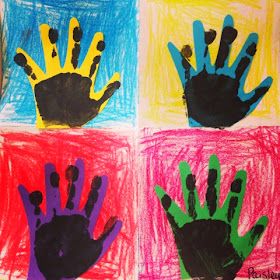 Project For Preschool, Square 1 Art, Adaptive Art, Elementary Art Classroom, Andy Warhol Art, Preschool Art Projects, Warhol Art, Collaborative Art Projects, Hand Prints