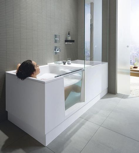 Shower and bathtub #bathtub #tub #cooltub #bathroom #decorhomeideas Walk In Tub Shower, Bathtub Shower Combo, Soaking Tubs, Refinish Bathtub, Bathroom Tub Shower, Modern Bathtub, Walk In Bathtub, Walk In Tubs, Bathroom Tub