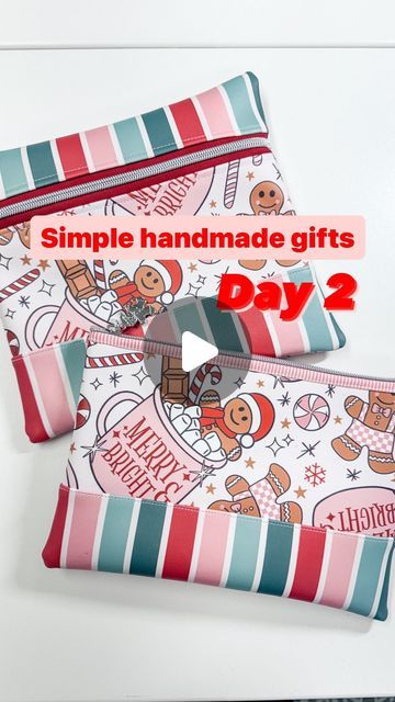 Missy Luukkonen on Instagram: "This vinyl zipper pouch is a quick, easy gift and with this darling printed vinyl, zip & gingerbread zipper pull from @idleblooms you can’t go wrong! There is no pattern for this one, you simply cut your vinyl to the length and width you want. You can make it any size! I added a fun contrasting bottom to mine. Just make sure your 2 front & back panels are the same size. This pouch does not have a liner which makes it simple to stitch up! Add a zipper with a cute little gingerbread pull and you’ve got yourself a sweet little gift that you can fill with goodies! Happy stitching! Be sure to save this post for when you are ready to create! #vinylpouch #zipperpouch #easydiy #greatgifts #giftideas #sewingproject #sewingpattern #lovetosew #sewazipper #lear Vinyl Zipper Pouch, Sew Zipper, Pouch Sewing, Zipper Pulls, Easy Gifts, Zipper Pouch, Little Gifts, Quick Easy, Make It Simple