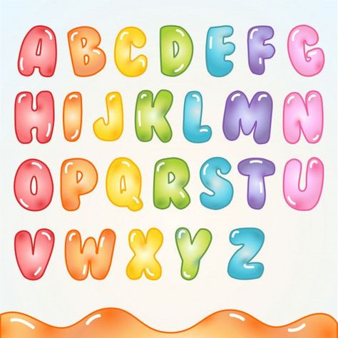 Cute Fonts Alphabet, Fonts Dafont, Bubble Alphabet, Candy Letters, Fonts Canva, Alfabet Font, Vector Alphabet, Bubble Drawing, Alphabet Lettering