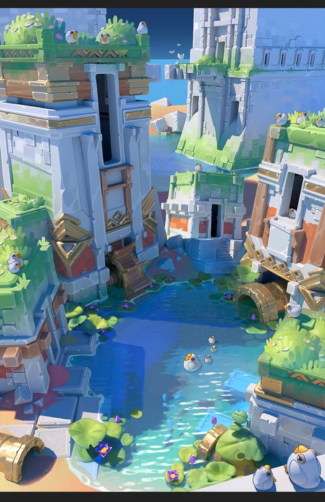 Fantasy City, Fantasy Places, Game Concept Art, Futuristic City, Fantasy Art Landscapes, Landscape Illustration, Lost City, 판타지 아트, Environment Design