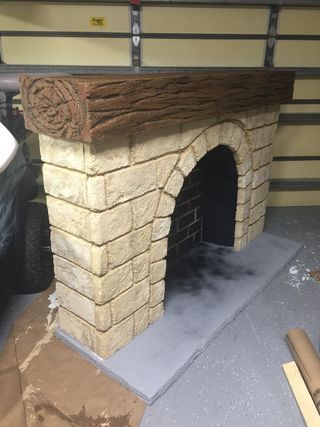 I'm working on the set for "Into the Woods" and started with Cinderella's fireplace. Hobbit Fireplace Ideas, Foam Fireplace Diy, Witches Fireplace, Tavern Fireplace, Foam Fireplace, Diy Christmas Fireplace, Cardboard Fireplace, Fake Fireplace, Play Props