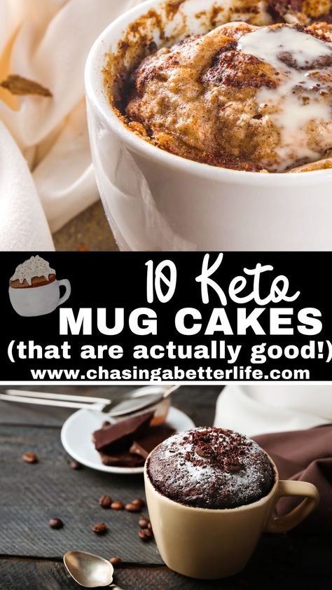 The best easy keto desserts are mug cakes. The are the perfect serving size for one and make portion control easier! No baking and no mess! Cake Chocolate Peanut Butter, Vegetarian Breakfasts, Low Carb Mug Cakes, Snickerdoodle Cheesecake, Mug Cake Recipes, Peanut Butter Blueberry, Keto Mug, Lemon Mug Cake, Vanilla Mug Cakes