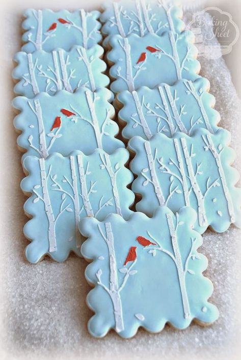 No Bake Sugar Cookies, Bird Cookies, Cute Christmas Cookies, Winter Cookie, Pretty Cookies, Xmas Cookies, Fancy Cookies, Creative Cookies, Christmas Cookies Decorated