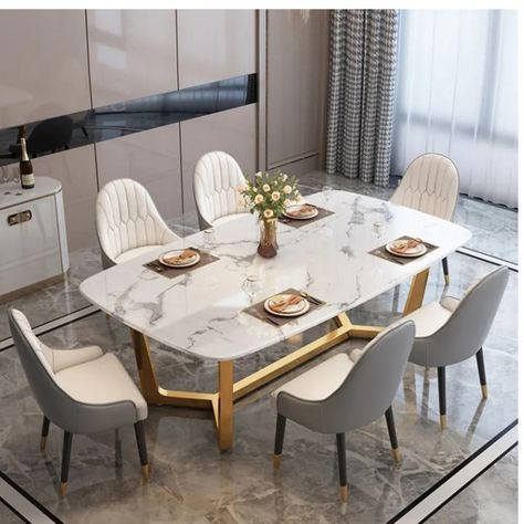 Stone Top Dining Table, Luxury Dining Table, Modern Minimalist Home, Stone Dining Table, Faux Leather Dining Chairs, Small Kitchens, Rectangle Dining Table, Dining Table Legs, Luxury Dining