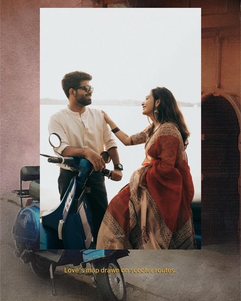 Love’s map drawn on scooter routes! @swastikaswe @00harii7 #prewedding #preweddingphoto #instagram #indianprewedding #vintage Vintage Prewedding Photography, Prewedding Photography Ideas, Retro Prewedding, Caption Post, Love S, Jaisalmer, Wedding Couple Poses, Prewedding Photography, Couple Poses