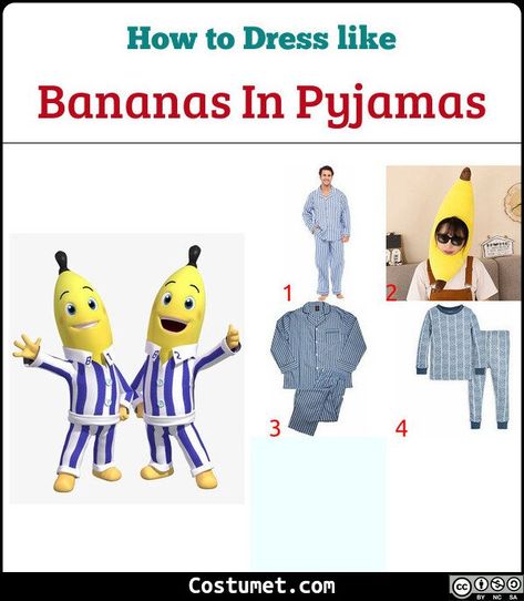 Bananas in Pyjamas Costume for Cosplay & Halloween Bananas In Pajamas Costume, Bananas In Pyjamas Costume, Halloween Bananas, Striped Pyjama, Banana In Pyjamas, Pajama Costume, Yellow Banana, Nail It, Costume For Halloween