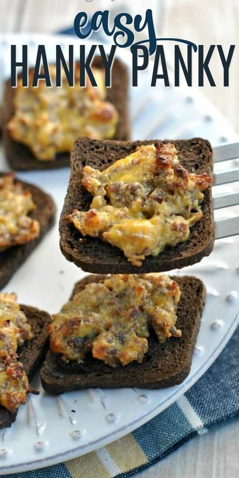 Pumpernickel Bread Breakfast Ideas, Pumpernickel Bread Sandwich, Small Bread Appetizers, Pumpernickel Bread Recipe Dip, Pumpernickel Sandwich Recipes, Pumpernickel Bread Sandwich Ideas, Pumpernickel Bread Appetizers, Hanky Pankies, Hanky Panky Recipe