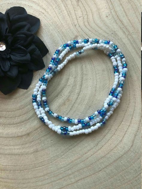 Dark Iridescent, Ankle Jewelry, Blue Beaded Bracelets, Beaded Necklace Diy, Diy Bracelet Designs, Gelang Manik, Waist Beads, Beads Bracelet Design, Summer Bracelets