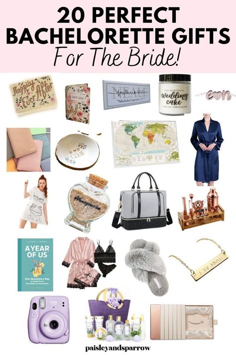 The best gift guide for the bride! Here are gift ideas for the bride for her bachelorette party. She will love these ideas! Bridal Gift Ideas For Bride, Bridal Shower Gift Ideas For The Bride, Wedding Shower Gifts For Bride, Bachelorette Gifts For The Bride, Bachelorette Party Gift Ideas, Bachelorette Gift Ideas, Bridal Gifts For Bride, Best Bridal Shower Gift, Party Gift Ideas