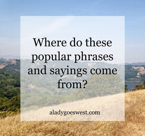 Where do these popular phrases and sayings come from via A Lady Goes West blog #idioms #words #grammar http://aladygoeswest.com/2015/08/25/where-these-popular-sayings-come-from/ Popular Song Lyrics, Popular Sayings, Saving Accounts, Pliny The Elder, Lady Popular, Go West, Raining Cats And Dogs, Popular Quotes, When It Rains