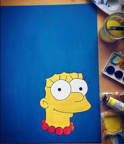 Tom Und Jerry, Marge Simpson, Canvas Art Projects, Canvas Drawing, Hippie Painting, Painting Canvases, Simple Canvas Paintings, Cute Canvas Paintings, Easy Canvas Art