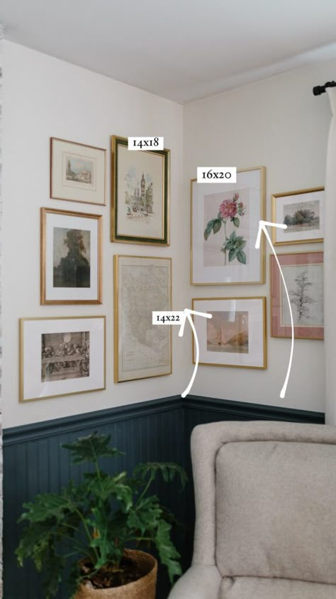 How to Build a Corner Gallery Wall | Aberle Design Co. Living Room Photo Gallery Wall, Mudroom Gallery Wall, Gallery Wall Centerpiece, Gallery Wall Layout Corner, Photo Wall Family Pictures, How To Do A Collage Wall, Corner Picture Frames On The Wall, Art Gallery Wall Corner, Bedroom Wall Photo Collage