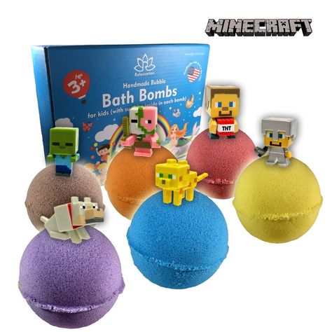 6 Bath Bombs with MINECRAFT Toys Inside for Kids Natural & | Etsy Kids Bubble Bath, Bubble Bath Bomb, Minecraft Toys, Diy Minecraft, Bath Gift Set, Bath Ball, Organic Bath Products, Bath Gift, Handmade Bath Products