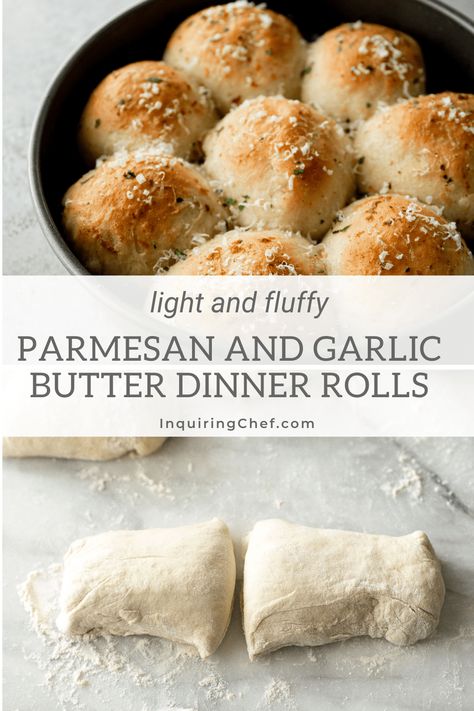 Ready in just about an hour, these rolls are one of the easiest dinner roll recipes out there! Dusted with Parmesan cheese, these have golden crusts and tender, soft centers. Dinner Roll Recipes, Parmesan Dinner, Homemade Crescent Rolls, Easiest Dinner, Sweet Dinner Rolls, Thanksgiving Servings, Garlic Rolls, Bread Ideas, Dinner Roll