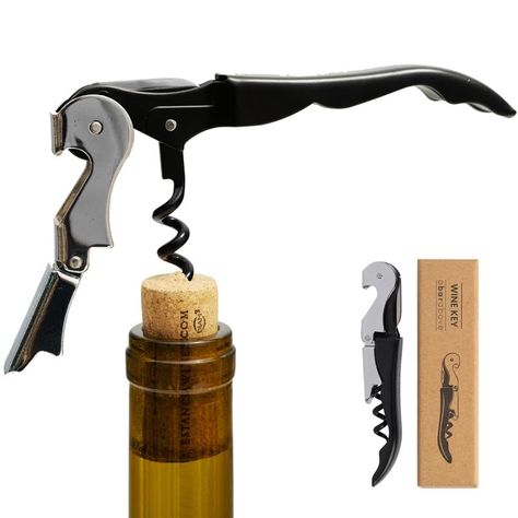 PRICES MAY VARY. One Corkscrew for All Your Bottles: Effortlessly open that special bottle from your wine cooler with our black-coated corkscrew wine opener. These wine bottle openers in your bartender tools kit make uncorking bottles easier than ever, so you don’t need dozens of bottle openers for your wine or beer! Coated Bartenders Wine Keys for Servers: Stop destroying corks! Our nonstick-coated beer bottle opener slides through the cork without tearing it up, and its double-hinged design ma Wine Key, Bartender Tools, Key Bottle Opener, Wine Tools, Corkscrews, Wine Bottle Opener, Beer Opener, Beer Bottle Opener, Wine Opener