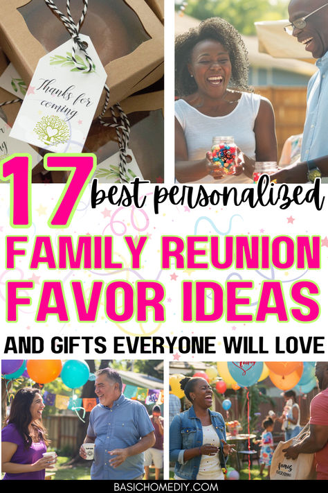 Find the 17 best personalized family reunion favor ideas and gifts that kids and adults will love. Discover a variety of fun party favor ideas for all ages. Get DIY family reunion party favor ideas and easy gift bag ideas, or personalized family reunion t-shirts, custom tote bags, and family reunion drawstring backpacks. Get inspired with family reunion custom cups, coffee mugs, key chains, and bracelets. These fun family reunion party ideas are perfect for creating lasting memories. Gifts For Family Reunion, Door Prize Ideas For Family Reunion, Party Favors For Family Reunion, Family Reunion Cups, Family Reunion Keepsakes Ideas, Family Reunion Gift Basket Ideas, Family Reunion Swag Bag Ideas, Family Reunion Door Prize Ideas, Thanksgiving Family Reunion Ideas