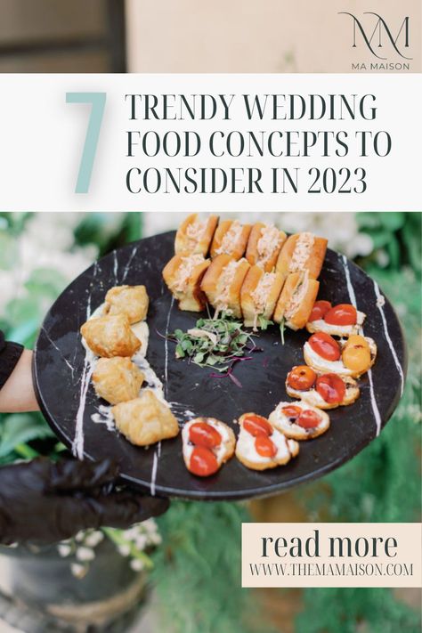 Read our blog to discover fresh wedding food ideas that are trending in 2023 and beyond! Modern Wedding Food, Trending Food Ideas, Summer Wedding Food, Unique Wedding Food, Wedding Cuisine, Trending In 2023, Wedding Food Ideas, Food Truck Wedding, Wedding Food Stations