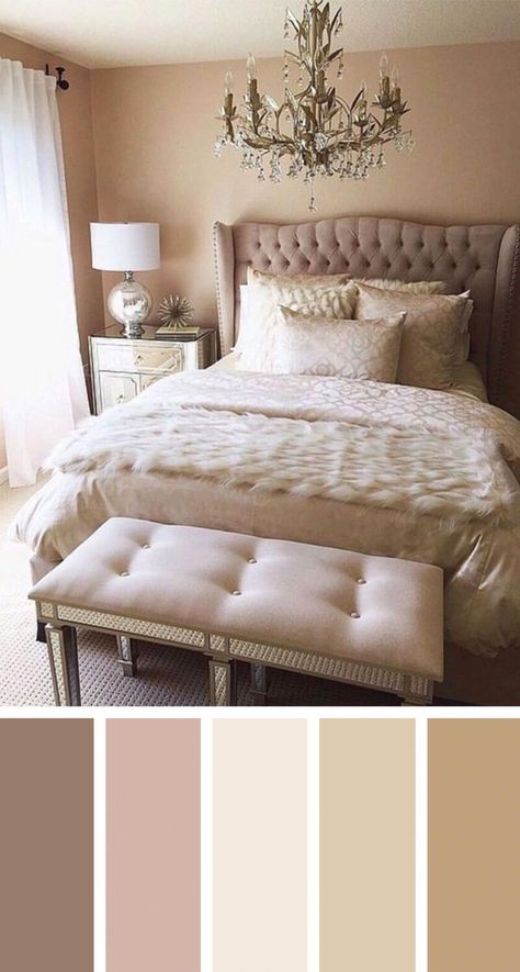 Perfect Nude Bedroom Color Scheme Ideas - Saved for headboard and bench @ foot of the bed!! <3 #bedroomremodelideas Beautiful Bedroom Colors, Best Bedroom Colors, Next Bedroom, Bedroom Colour Palette, Gorgeous Bedrooms, Bedroom Color, Room Color Schemes, Bedroom Color Schemes, Bedroom Paint Colors