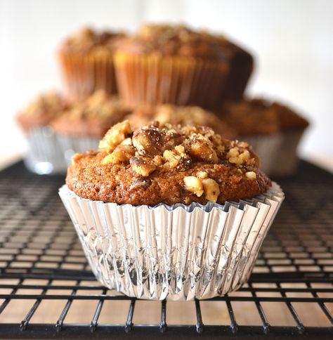 Banana Nut (Walnut) Muffins | Quick, Easy, Moist & Delicious | www.craftycookingmama.com Banana Nut Bread Muffins, Banana Walnut Muffins, Breaking Fast, Pecan Muffins, Walnut Muffins, Nut Muffins, Cooking Mama, Banana Nut Muffins, Banana Walnut