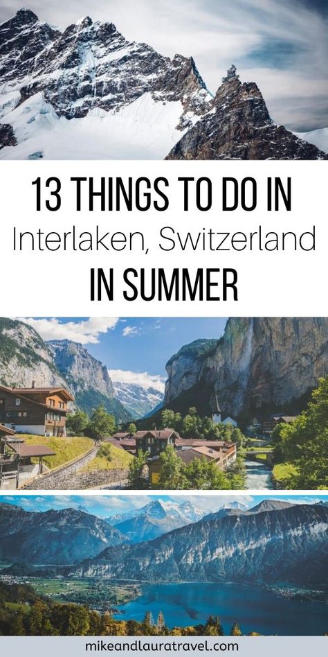 The 13 best things to do in Interlaken, Switzerland in the summer. The best hikes and activities in Interlaken including paragliding, skydiving, canyoning, and more. Plan your travel itinerary to Interlaken using this extensive guide. #interlaken #switzerland #travel Gruyeres Switzerland, Blausee Switzerland, Wengen Switzerland, Things To Do In Switzerland, Switzerland Travel Guide, Switzerland Itinerary, Switzerland Photography, Travel Switzerland, Europe 2023