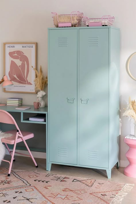 Clothing Rack Bedroom, Elegant Wardrobe, Locker Cabinet, Vintage Furniture Design, Door Locker, Pastel Home Decor, Industrial Style Decor, Wood Wardrobe, Furniture Storage Cabinets