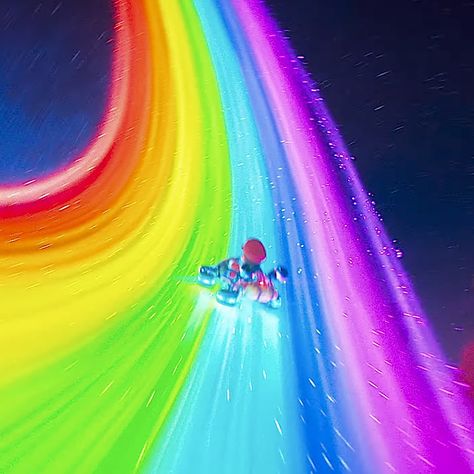 Rainbow Road Mario Kart, Mario Wallpaper, The Super Mario Bros Movie, Super Mario Bros Movie, Rainbow Road, Super Mario Galaxy, Mario Kart 8, Mario Games, Nintendo Art