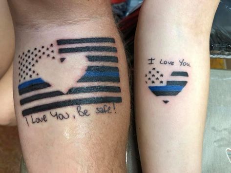 Army Wife Tattoo For Women, Firefighter Daughter Tattoo, Badge Number Tattoo Police, Cop Wife Tattoo, Marine Mom Tattoo Ideas Sons, Law Enforcement Wife Tattoo, Army Tattoo Ideas For Women, Law Enforcement Tattoos For Women, Small Firefighter Tattoo For Women