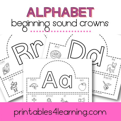 Alphabet Crown, Crowns Craft, Alphabet Hats, Identifying Letters, Concepts Of Print, Crown Template, Crown Crafts, Abc Activities, Kindergarten Learning Activities