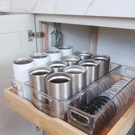 From orderly spice cabinets to genius corner drawers, these organization hacks are the home cook’s dream. Organized Coffee Station, Spice Cabinets, Corner Drawers, Kitchen Cups, Organization Station, Organized Kitchen, Home Coffee Stations, College Organization, Kitchen Organization Diy