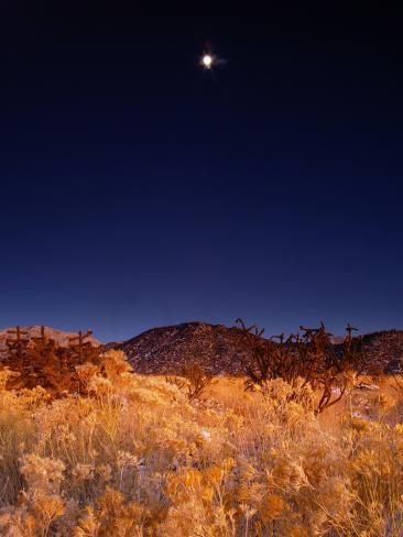 size: 24x18in Photographic Print: Sandia Mountains Desert Twilight Landscape Moon Rise, New Mexico by Kevin Lange : Desert Twilight, Twilight Landscape, Dark Fairy Core, Sandia Mountains, Mountains Desert, Southwest Vibes, Scenery Art, Moon Rise, Wall Art For Home