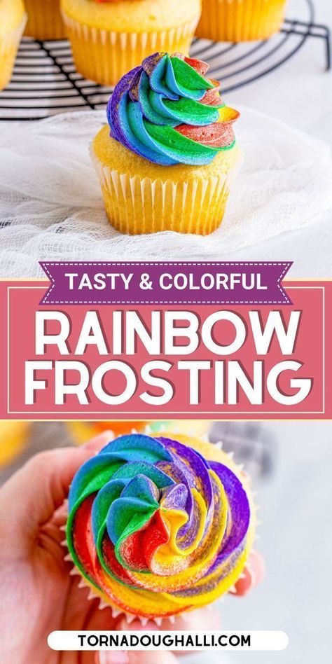 Colorful Event, Rainbow Frosting, Marshmallow Frosting, Colorful Desserts, Frosting Tips, Cinnamon Cream Cheese Frosting, Buttercream Recipe, Frosting Recipe, Decorator Icing