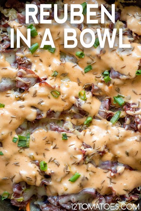 Reuben in a Bowl | 12 Tomatoes Reuben In A Bowl, 12 Tomatoes Recipes, Reuben Sandwich, 12 Tomatoes, Cheesy Recipes, Sweet Pickles, Corned Beef, Beef Dishes, Inspired Recipes