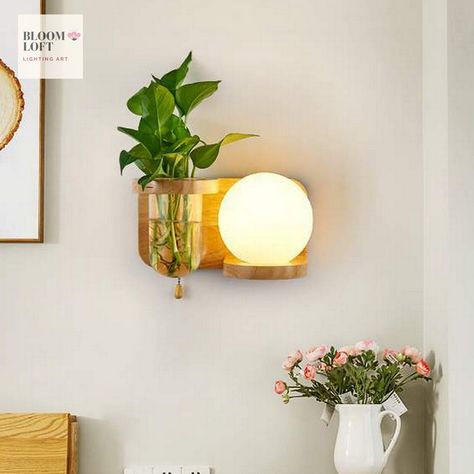 Planter Shelves, Lamp Planters, European Lighting, Wood Lamp Shade, Bedside Wall Lamp, Area 15, Hydroponic Plants, Art Appliqué, Wall Mounted Lamps