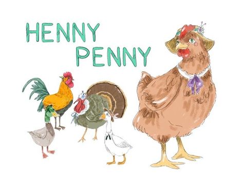 When Henny Penny was outside one day, something hit her on the head. Henny Penny thought the sky was falling and went to tell the King. Henny Penny, The Sky Is Falling, The Head, The King, The Sky, One Day, To Tell, Penny, The Outsiders