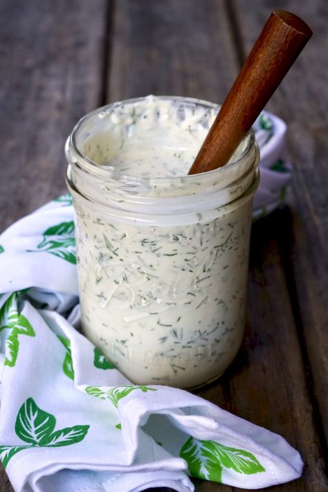 Creamy Garlic-Dill Salad Dressing| Simmer + Sauce Buttermilk Dill Dressing, Salad Dressing With Dill, Creamy Dill Pickle Salad Dressing, Creamy Mediterranean Salad Dressing, Dill Pickle Ranch Dressing, Dill Pickle Salad Dressing, Creamy Dill Salad, Dill Salad Dressing Recipe, Creamy Dill Dressing Recipe